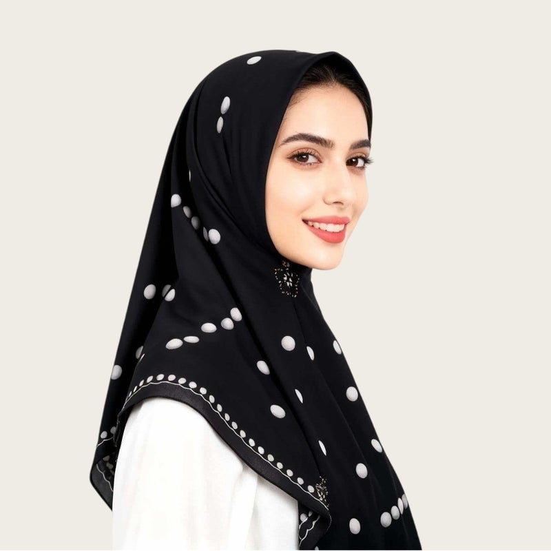 وشاح مربع من النايلون المطاطي الناعم بطباعة زهرية رقمية، مقاس 110×110 سم - Image 2