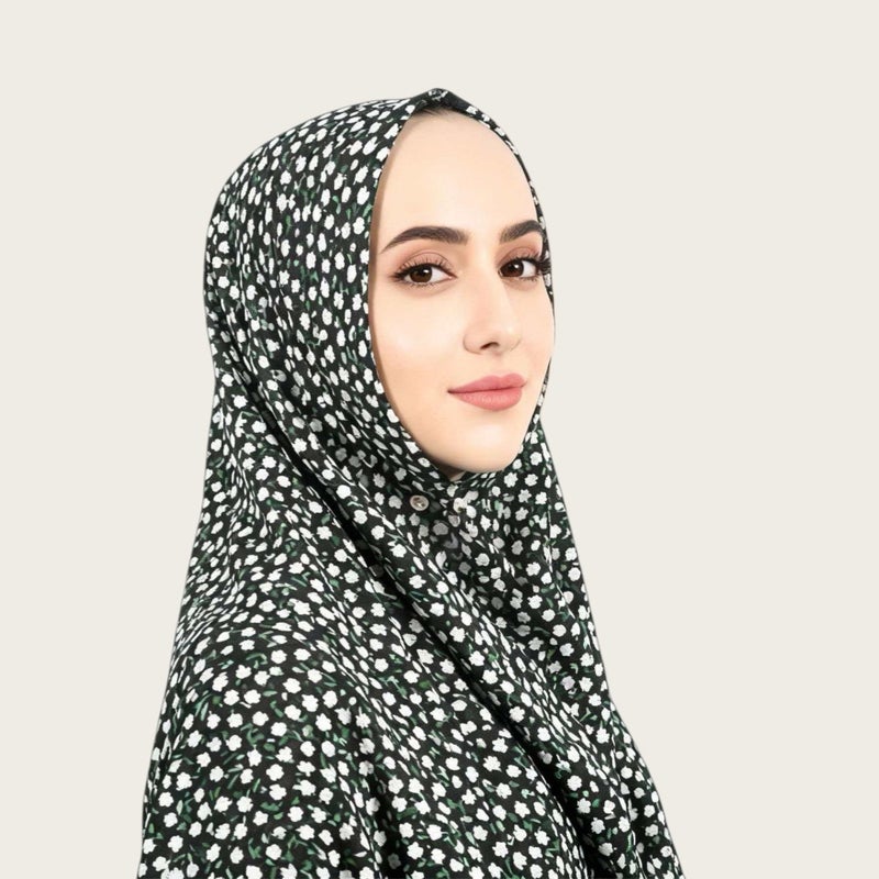 وشاح مربع من النايلون المطاطي الناعم بطباعة زهرية رقمية، مقاس 110×110 سم - Image 4