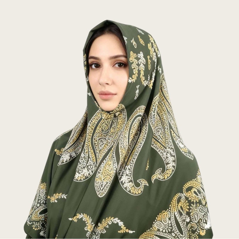 وشاح مربع من النايلون المطاطي الناعم بطباعة زهرية رقمية، مقاس 110×110 سم - Image 5