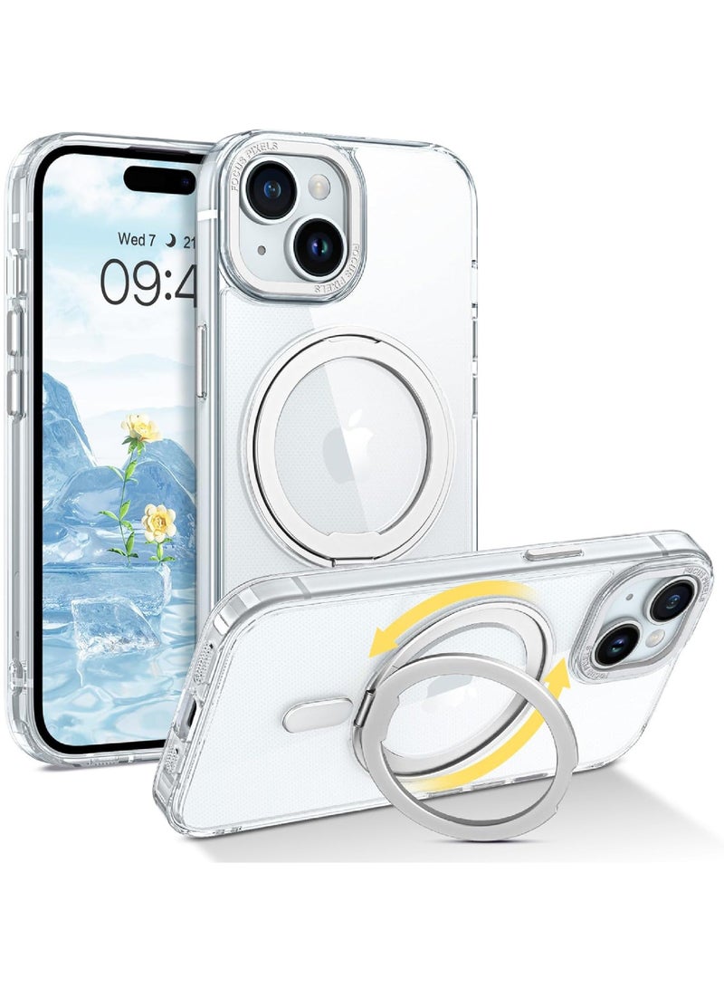 Rock Pow For iPhone 15 Case [360° Ring Stand] [Compatible with Magsafe] Military Drop Protection Non-Yellowing Magnetic iPhone 15 Phone Case for Men Women - Image 1