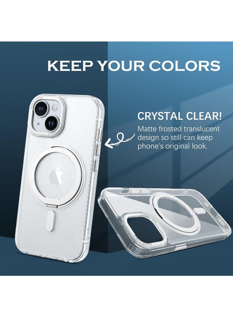 Rock Pow For iPhone 15 Case [360° Ring Stand] [Compatible with Magsafe] Military Drop Protection Non-Yellowing Magnetic iPhone 15 Phone Case for Men Women - Image 3