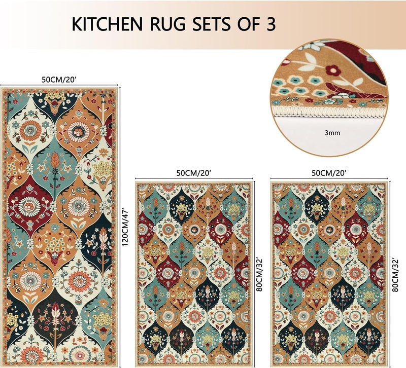 Deoxys 3 pcs Kitchen Mat AntiSlip Waterproof Soft Diatomite Mat Kitchen Floor Mat OilProof Long Kitchen Carpet Bathroom mat Floor Mat Long Carpet Kitchen Rug3 PSC - Image 2