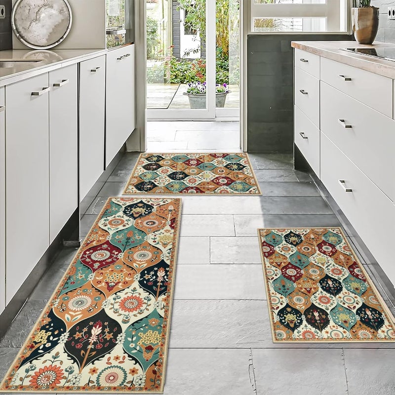 Deoxys 3 pcs Kitchen Mat AntiSlip Waterproof Soft Diatomite Mat Kitchen Floor Mat OilProof Long Kitchen Carpet Bathroom mat Floor Mat Long Carpet Kitchen Rug3 PSC - Image 1