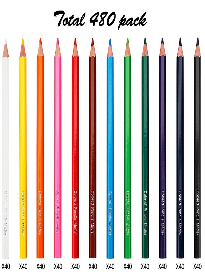 Madisi Colored Pencils Bulk - Pre-Sharpened - 12 Assorted Colors - 480 Bulk pack - Image 2