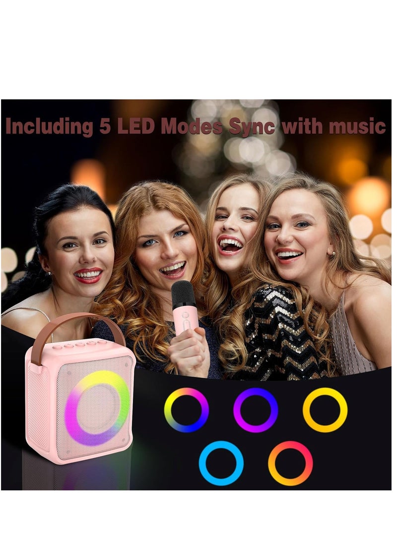 ELTRAZONE Ankuka Karaoke Toys for Kids & Adults with 2 Microphones, Portable Karaoke Machine with LED Light and Voice Changing Effects, Gifts for Age 3-18 Kids Boys Girls Families Birthday Party (Pink) - Image 4