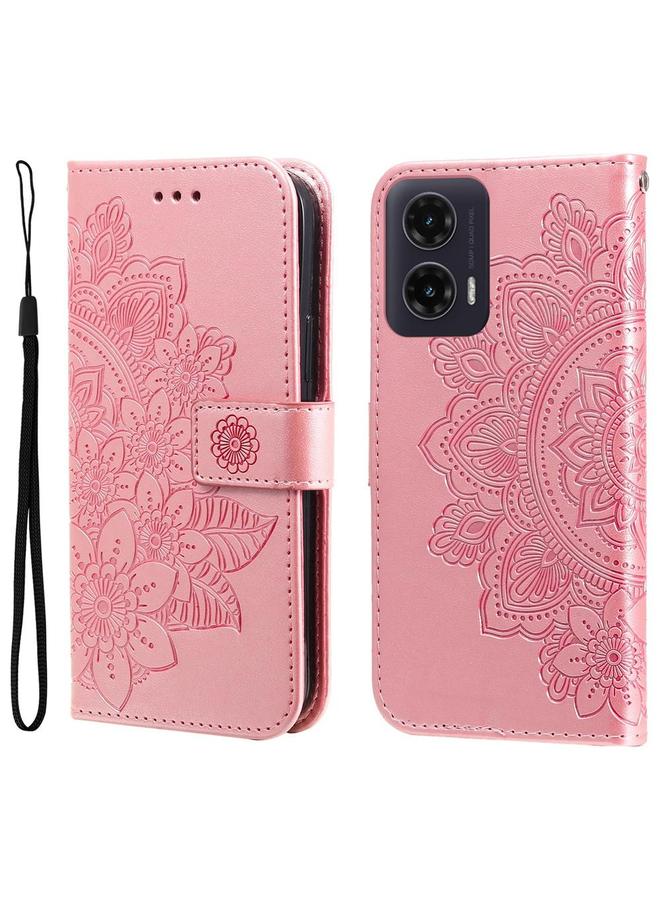 S-TOP Case For Motorola Moto G35 Seven-petal Flowers Embossing Leather Phone Case - Image 1