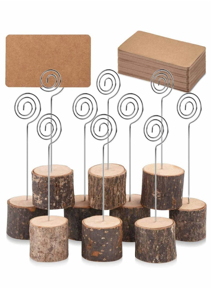 SYOSI - 10 Pcs Place Card Holders Rustic Real Wood with Wooden Bark Table Card Holder, Note Clip for Pictures, Memo Name Cards Wedding Place Card Table Numbers Price Tags - Image 1