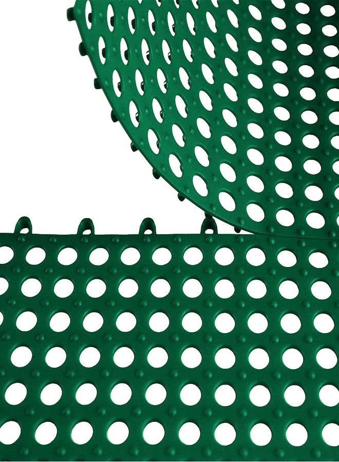 ALFEEL 10Pcs Interlocking Soft PVC Non-Slip Shower Mat Tile Splicing Waterproof Mat Drain Pool Shower Bath Kitchen Cushion 11.8" x 11.8" Mats Thin Type (11.8" x 11.8", Dark Green) - Image 3
