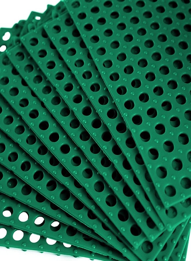 ALFEEL 10Pcs Interlocking Soft PVC Non-Slip Shower Mat Tile Splicing Waterproof Mat Drain Pool Shower Bath Kitchen Cushion 11.8" x 11.8" Mats Thin Type (11.8" x 11.8", Dark Green) - Image 2