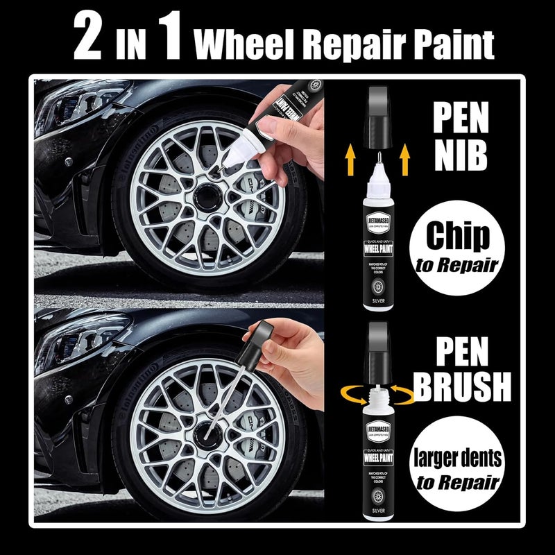Jietamaseo Silver Rim Touch Up Paint - Wheel Repair Kit for Curb Rash, Quick and Easy Scratch Repair, Rim Paint for Car Gulf climate upgraded quality - Image 2