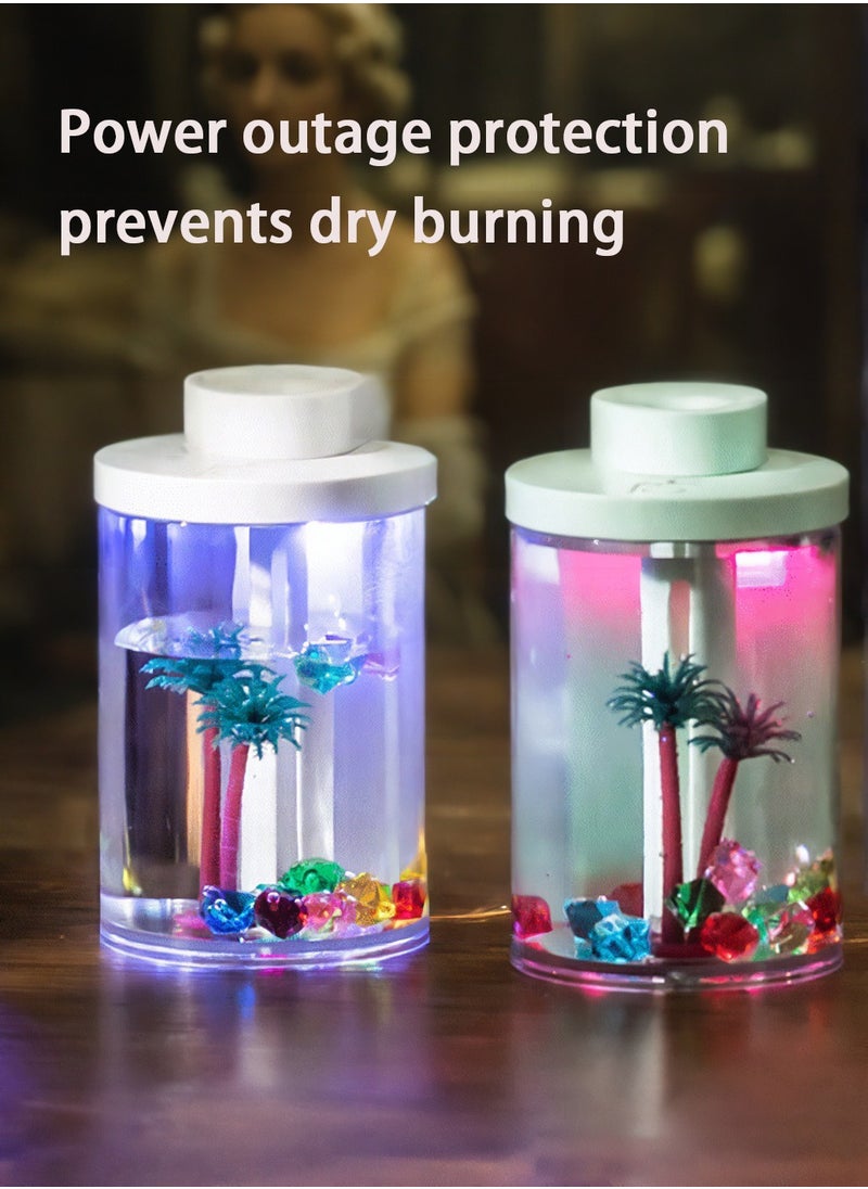 McmhyingPop - Portable Mini Humidifier with Microlandscape and Colorful Light, USB Personal Desktop Small Humidifier Perfect for Bedroom, Office, Car, 260ml, Green - Image 1