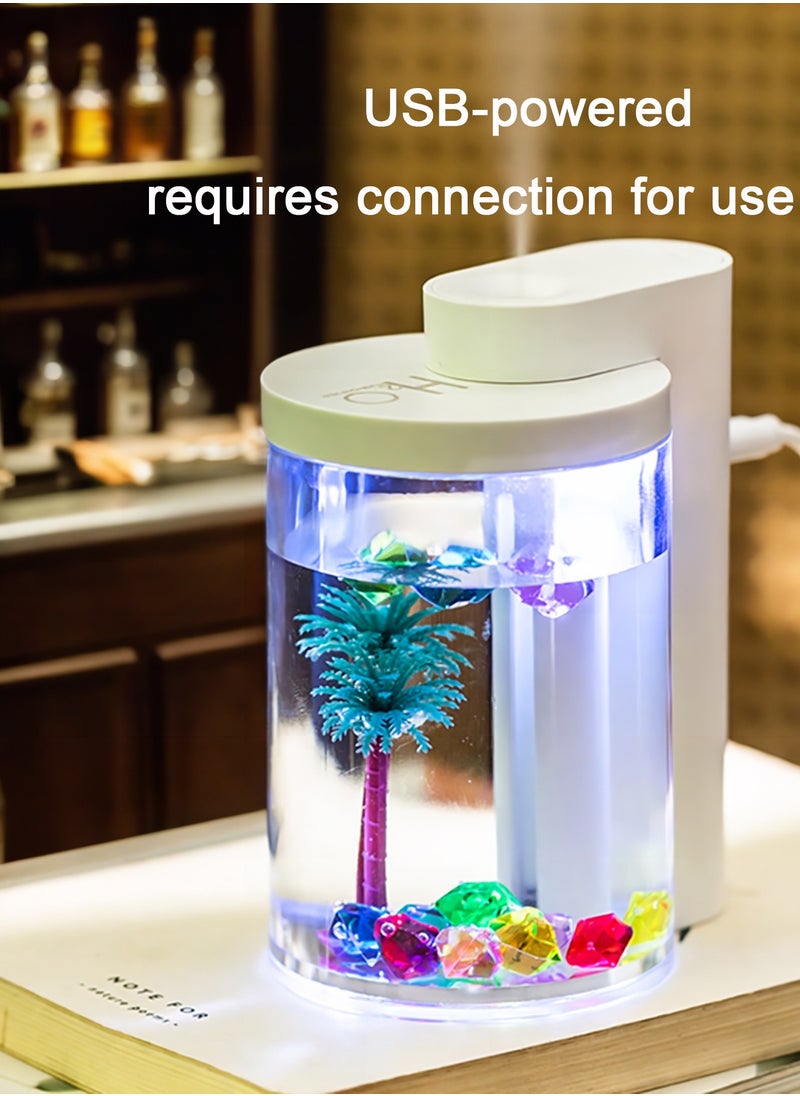 McmhyingPop - Portable Mini Humidifier with Microlandscape and Colorful Light, USB Personal Desktop Small Humidifier Perfect for Bedroom, Office, Car, 260ml, Green - Image 1