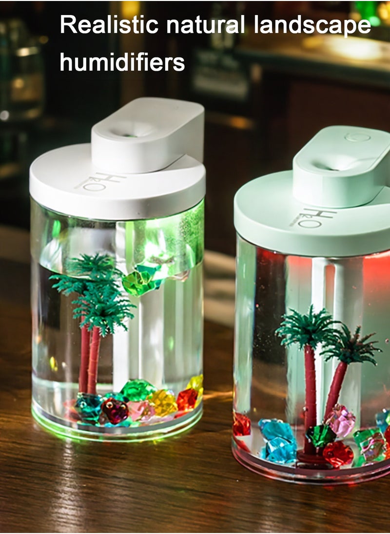 McmhyingPop - Portable Mini Humidifier with Microlandscape and Colorful Light, USB Personal Desktop Small Humidifier Perfect for Bedroom, Office, Car, 260ml, Green - Image 1