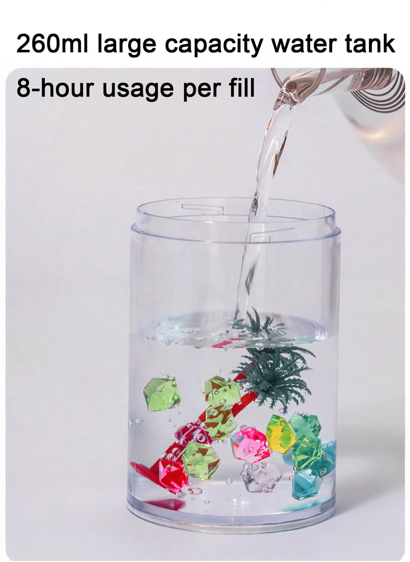 McmhyingPop - Portable Mini Humidifier with Microlandscape and Colorful Light, USB Personal Desktop Small Humidifier Perfect for Bedroom, Office, Car, 260ml, Green - Image 1