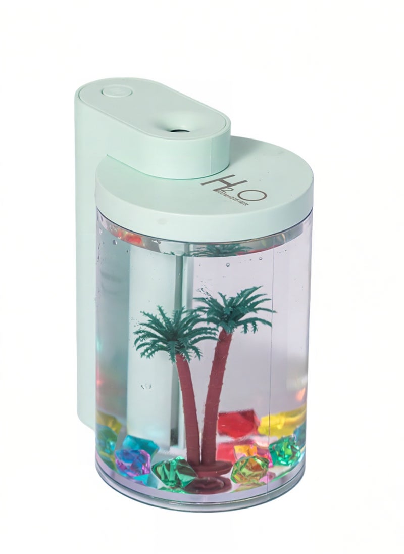 McmhyingPop - Portable Mini Humidifier with Microlandscape and Colorful Light, USB Personal Desktop Small Humidifier Perfect for Bedroom, Office, Car, 260ml, Green - Image 1