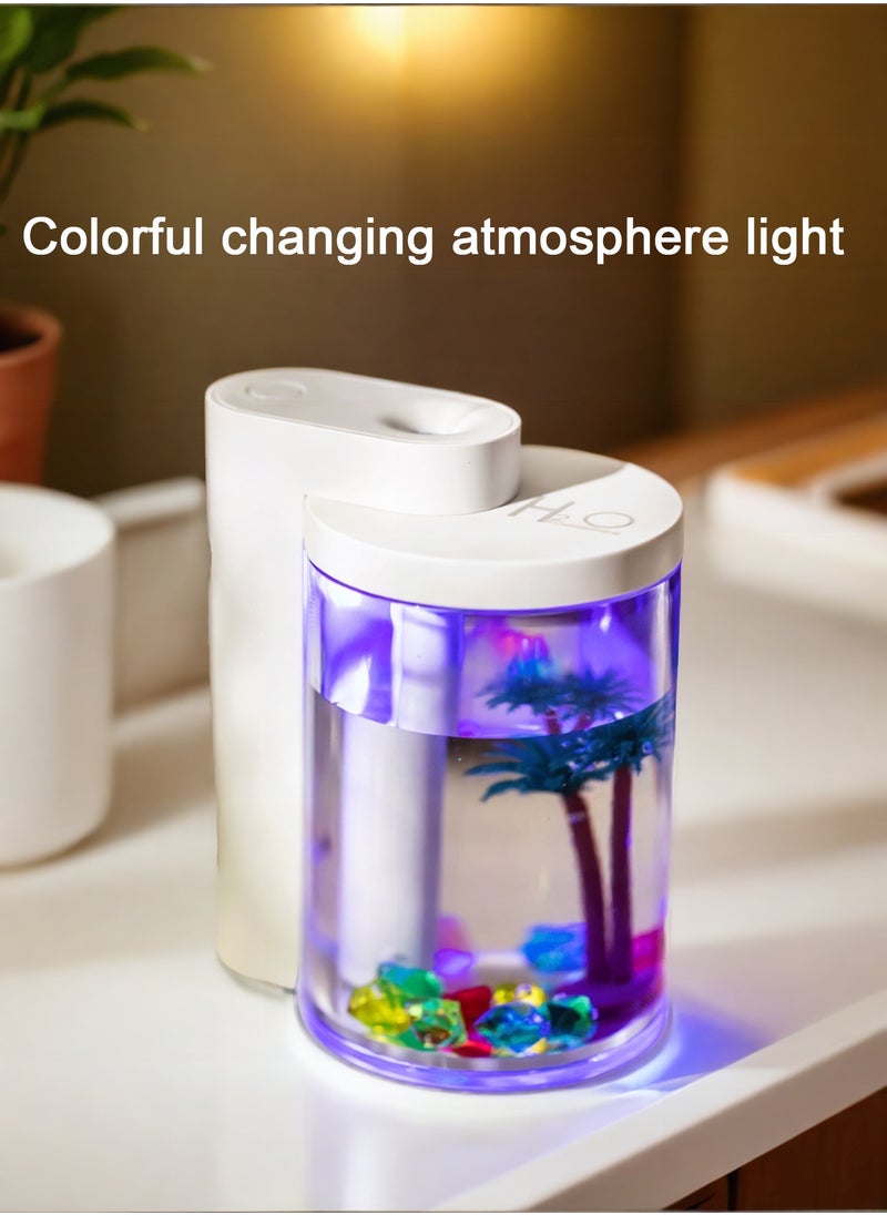 McmhyingPop - Portable Mini Humidifier with Microlandscape and Colorful Light, USB Personal Desktop Small Humidifier Perfect for Bedroom, Office, Car, 260ml, Green - Image 1