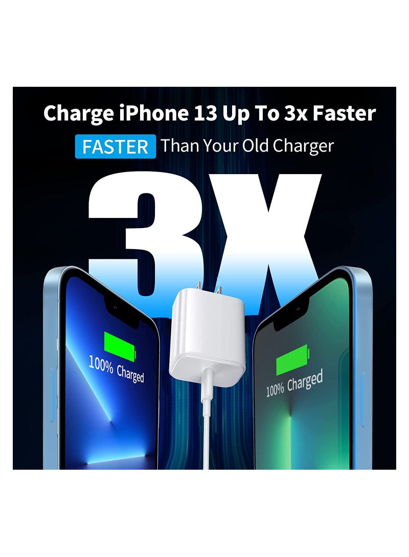 general USB C 20W Fast PD Wall Charger, 3.0 Quick Charging Dual-Port Power Adapter Compatible with iPhon 14 Pro/14 Pro Max/13 mini/12/11, New iPd 9, iPd mini 6, Galaxy S20 - White - Image 3