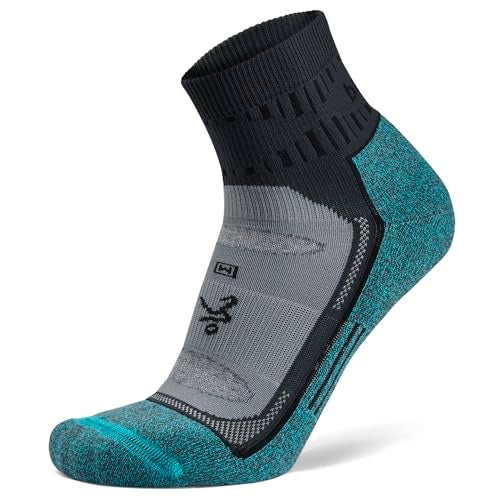 Balega Blister Resist Performance Quarter Athletic Running Socks for Men and Women (1 Pair), Grey/Blue, Small - Image 1