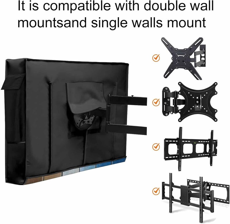 Blue Brown Waterproof Outdoor TV Cover, Gradient Wood Grain Farmhouse Retro Striped Outside Weatherproof TV Enclosures for 40 to 43 Inch LCD Television Shield Flat Screen Protectors - Image 5
