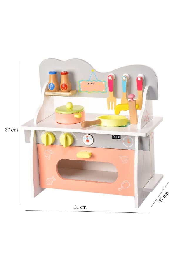 متجر 7 مطبخ ألعاب خشبي للأطفال مع أواني وملحقات – طقم مطبخ صغير يحتوي على مقلاة، قدر، أدوات طهي وتوابل – لعبة تعليمية ممتعة لتقليد الطبخ وتنمية الإبداع - Image 3