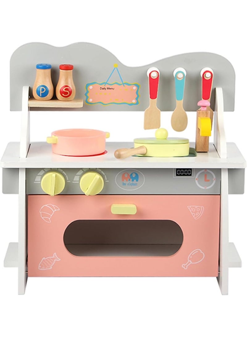 متجر 7 مطبخ ألعاب خشبي للأطفال مع أواني وملحقات – طقم مطبخ صغير يحتوي على مقلاة، قدر، أدوات طهي وتوابل – لعبة تعليمية ممتعة لتقليد الطبخ وتنمية الإبداع - Image 4