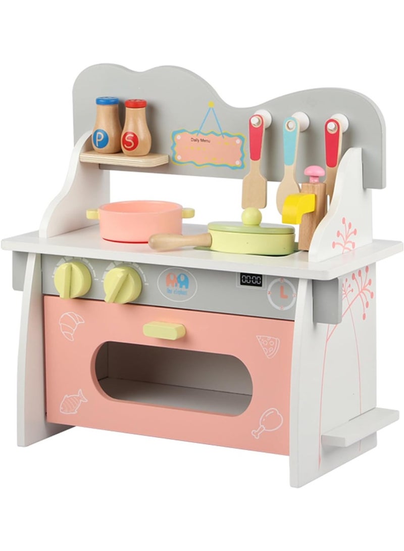 متجر 7 مطبخ ألعاب خشبي للأطفال مع أواني وملحقات – طقم مطبخ صغير يحتوي على مقلاة، قدر، أدوات طهي وتوابل – لعبة تعليمية ممتعة لتقليد الطبخ وتنمية الإبداع - Image 5