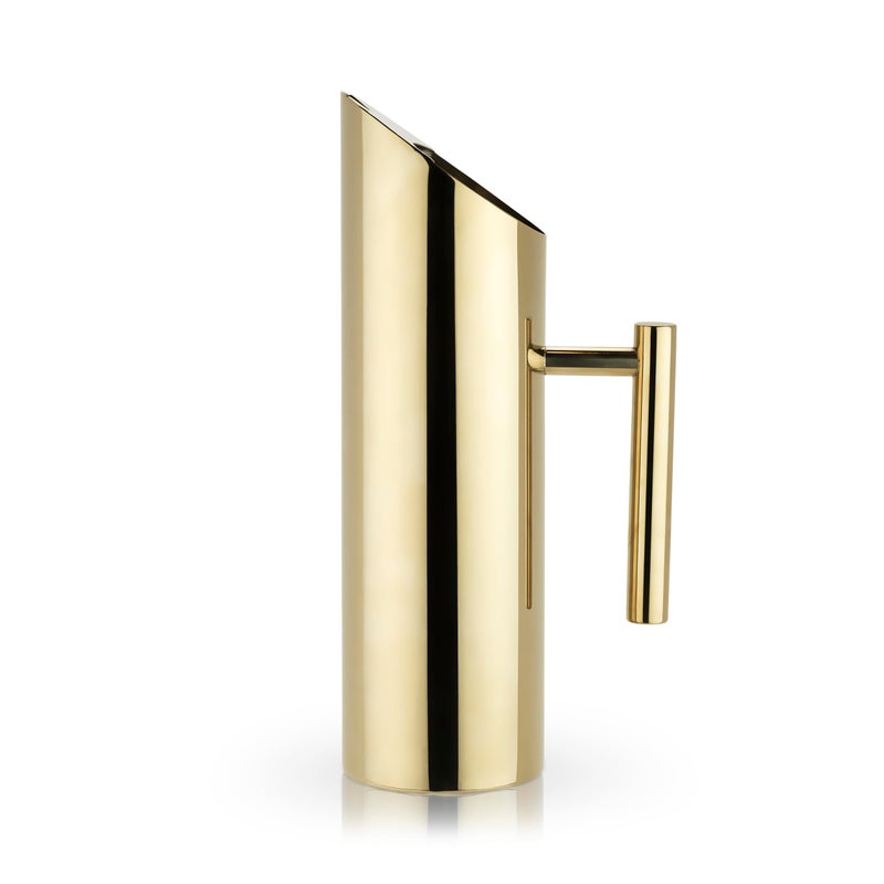 Viski Viski Modern Stainless Steel Pitcher Gold Plated Metal Carafe Durable Cocktail Pitchers Perfect for Serving at Any Party Elegant Barware Home Bar Accessories 46 oz Set of 1