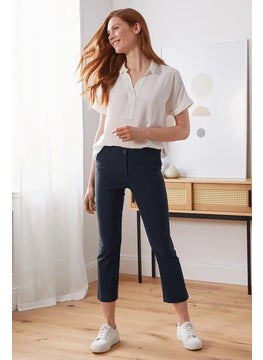 Women Plain Dress Pants, Navy Blue