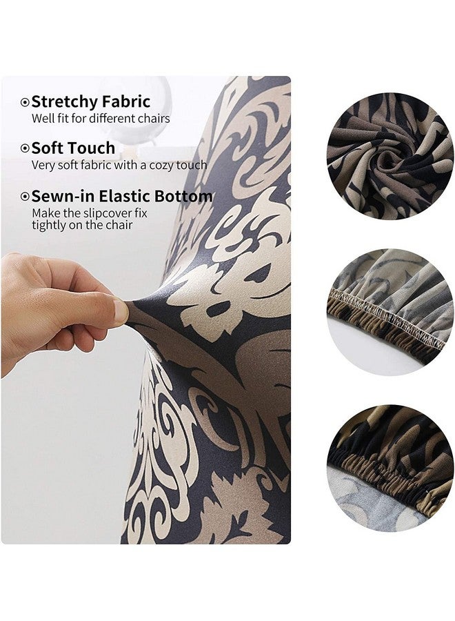 ستايليز أغطية كراسي الطعام المرنة القابلة للتمدد والغسيل والمطبوعة من البوليستر من Styleys (SLMC123 باللون الأسود الملكي/الذهبي، كبير) - مجموعة من 6 قطع - Image 3