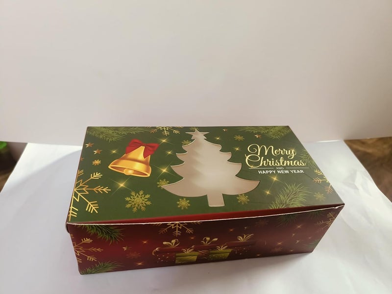 Intactmedia INTACT MEDIA 10 pcs Christmas Plum Cake Boxes for Gift GivingBakery BoxesTreat BoxesKraft Baking Boxwith Window for Cupcakes Plum Cakes 500gColor May Vary As Per Stock Availability - Image 2