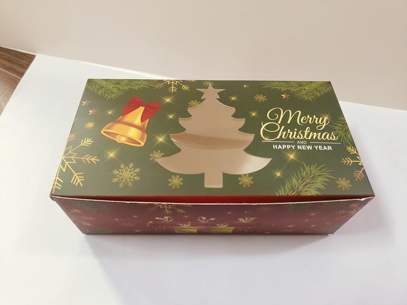 Intactmedia INTACT MEDIA 10 pcs Christmas Plum Cake Boxes for Gift GivingBakery BoxesTreat BoxesKraft Baking Boxwith Window for Cupcakes Plum Cakes 500gColor May Vary As Per Stock Availability - Image 1