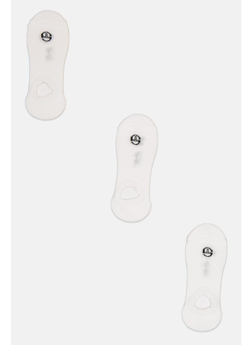 Sergio Tacchini - Women 3 Pair Brand Logo Invisible Socks, White - Image 1