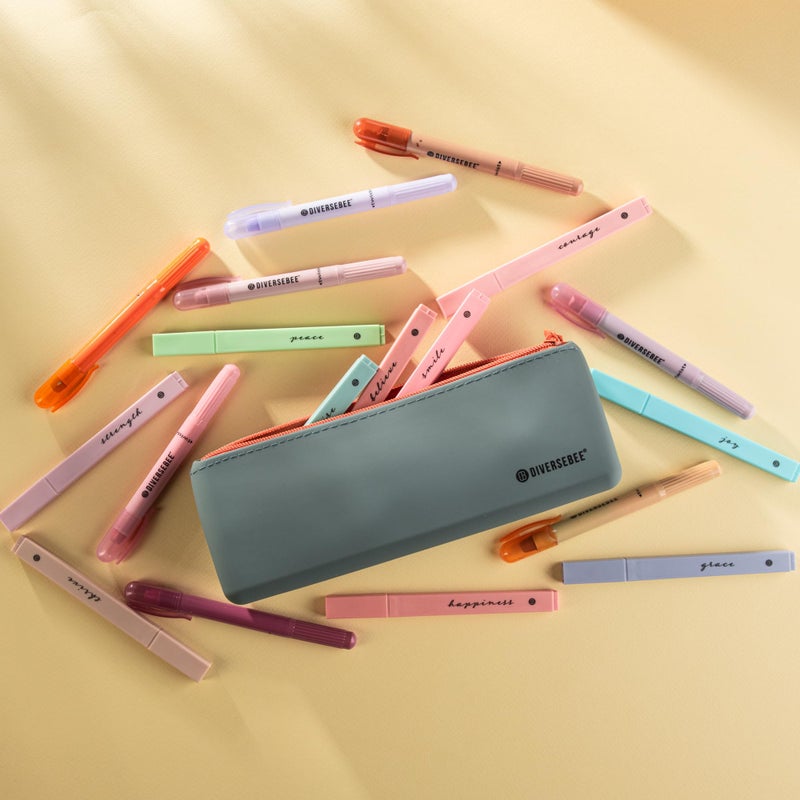 DIVERSEBEE Soft Silicone Pencil Case, Aesthetic Pencil Pouch with Zipper, Cute Pen Bag for School, Bible Journaling Supplies and Accessories, Pencil Organizer (Ocean) - Image 2