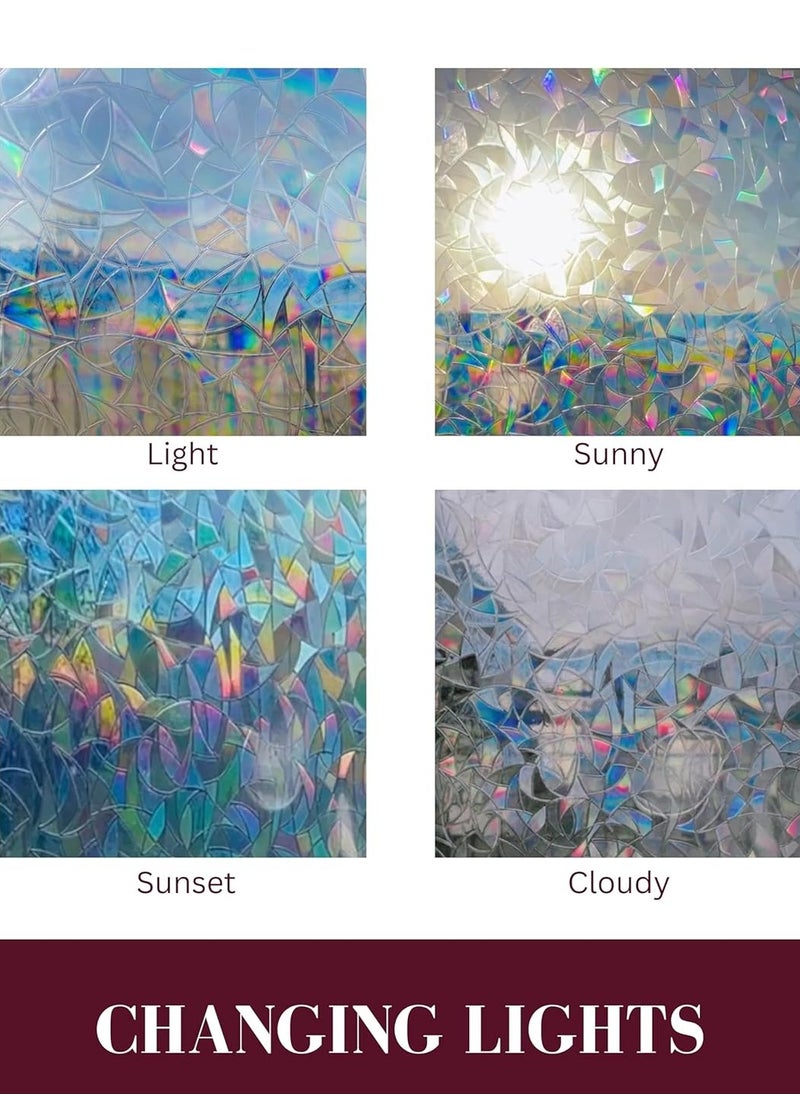 Artment - Spectrum Rainbow Window Film Decorative And Stained Glass 3D Window Stickers, Uv Blocking Rainbow Window Clings Non-Adhesive-44Cm X 4M (Pack Of 2) - Image 1