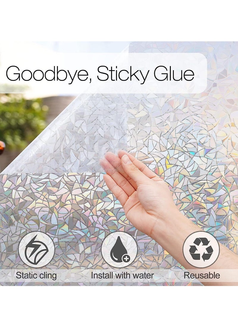 Artment - Spectrum Rainbow Window Film Decorative And Stained Glass 3D Window Stickers, Uv Blocking Rainbow Window Clings Non-Adhesive-44Cm X 4M (Pack Of 2) - Image 1