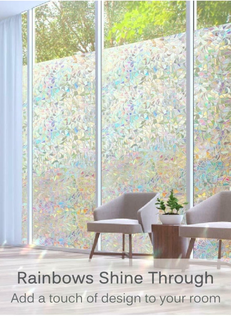 Artment - Spectrum Rainbow Window Film Decorative And Stained Glass 3D Window Stickers, Uv Blocking Rainbow Window Clings Non-Adhesive-44Cm X 4M (Pack Of 2) - Image 1