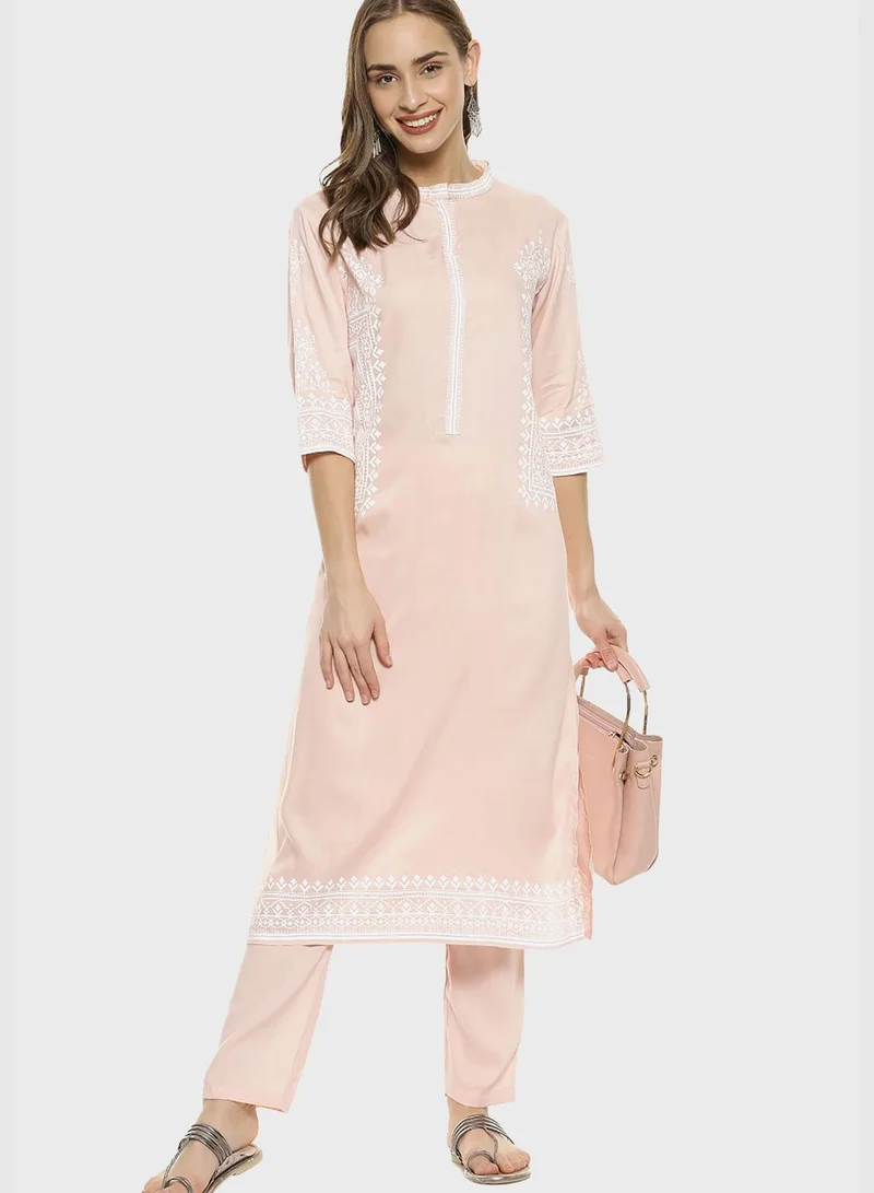 Instafab Printed Kurti and Pant Set