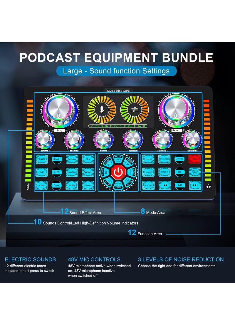 XiuWoo Podcast Equipment Bundle with Ring Light and Phone Holder ,Audio Interface and XLR Condenser Microphone, Studio Equipment with 48V Phantom Power, Bluetooth for Podcast, Streaming, Voice Over, Singing,  - Image 3