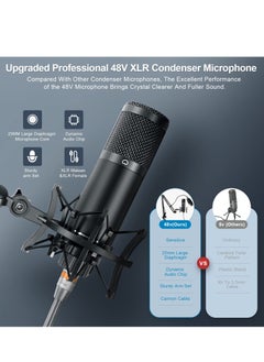 XiuWoo Podcast Equipment Bundle with Ring Light and Phone Holder ,Audio Interface and XLR Condenser Microphone, Studio Equipment with 48V Phantom Power, Bluetooth for Podcast, Streaming, Voice Over, Singing,  - Image 2