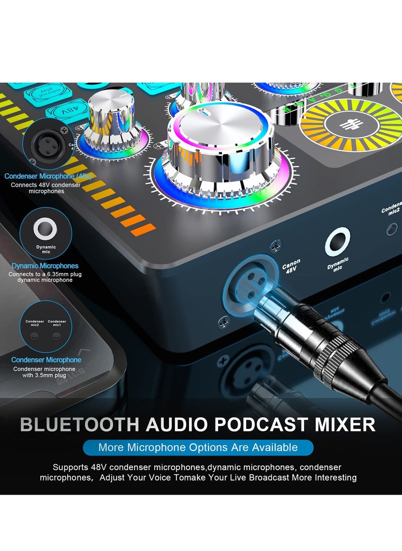 XiuWoo Podcast Equipment Bundle with Ring Light and Phone Holder ,Audio Interface and XLR Condenser Microphone, Studio Equipment with 48V Phantom Power, Bluetooth for Podcast, Streaming, Voice Over, Singing,  - Image 4