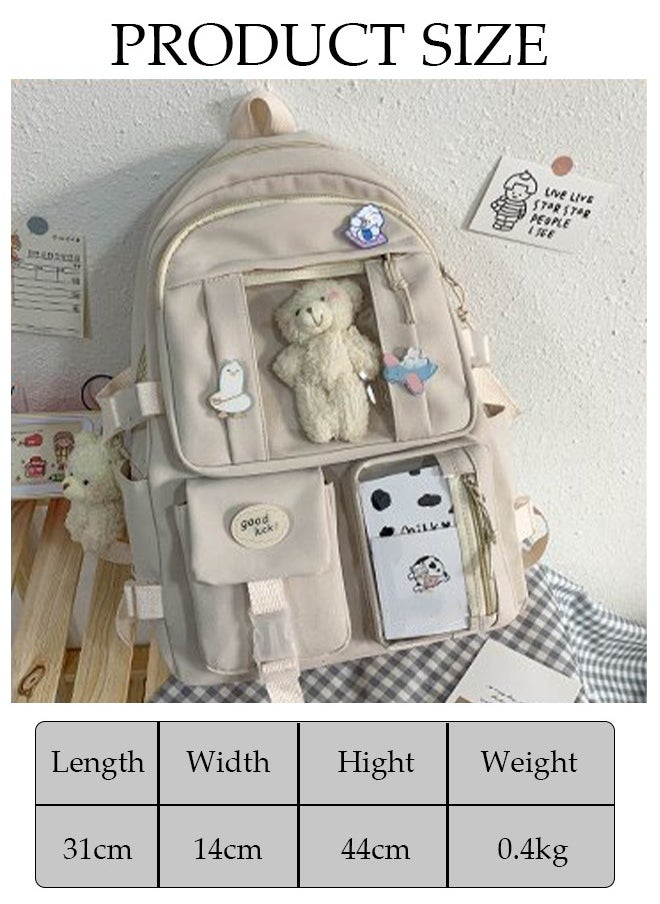 DUNISO - School Backpack with Pencil Case and  Doll Pendant Waterproof Book Bag with Compartments for Teen Kid Students Elementary School Kids' School Bag With Large Capacity - Image 1