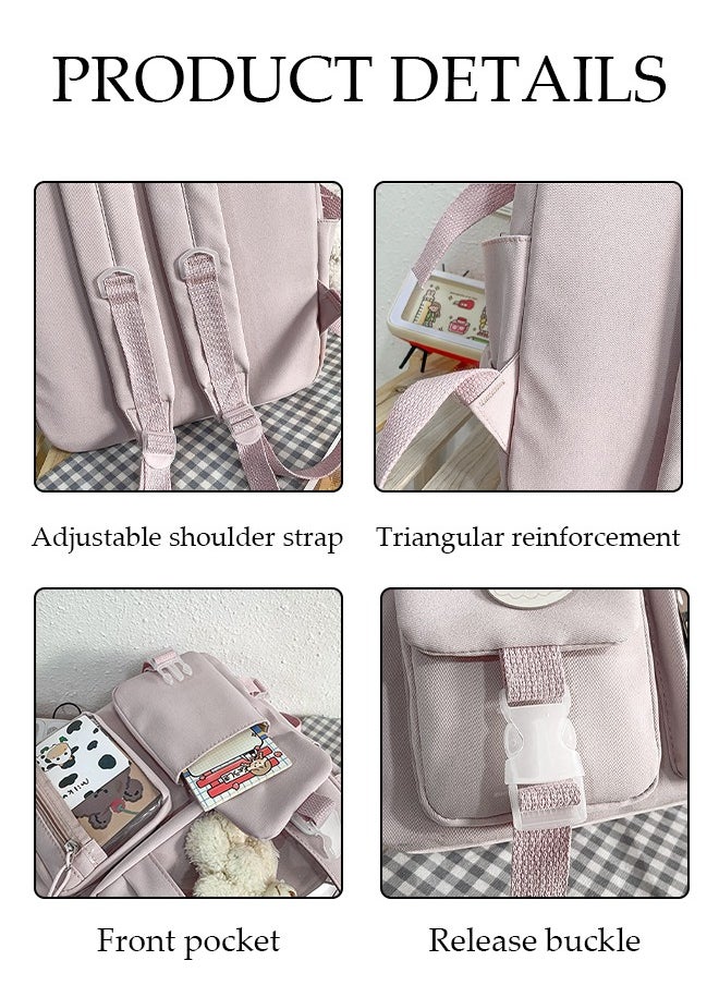 DUNISO - School Backpack with Pencil Case and  Doll Pendant Waterproof Book Bag with Compartments for Teen Kid Students Elementary School Kids' School Bag With Large Capacity - Image 1
