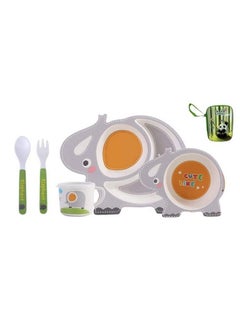 5 Pcs Cartoon Theme Bamboo Fiber Baby Feeding Set Tableware;Baby Crockery Dining Set;Feeding Set For New Born And Toddlers