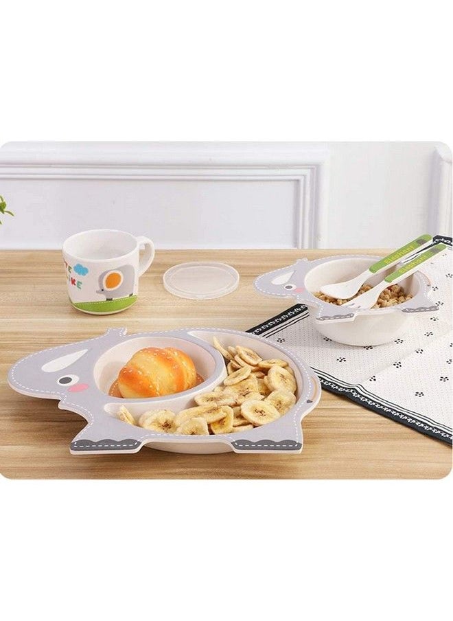 FunBlast - 5 Pcs Cartoon Theme Bamboo Fiber Baby Feeding Set Tableware;Baby Crockery Dining Set;Feeding Set For New Born And Toddlers - Image 1