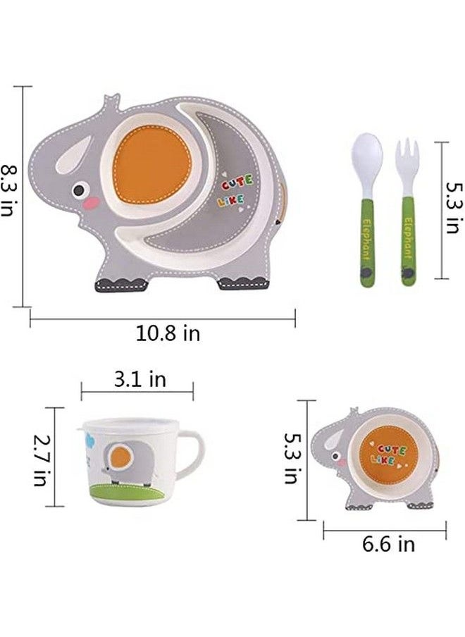 FunBlast - 5 Pcs Cartoon Theme Bamboo Fiber Baby Feeding Set Tableware;Baby Crockery Dining Set;Feeding Set For New Born And Toddlers - Image 1