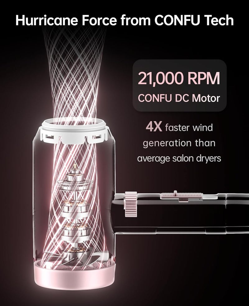CONFU Hair Dryer with Diffuser, Hair Dryers for Women, Blow Dryers for Men, Hairdryer with Diffuser Attachment, Portable Lightweight Fast Drying Negative Ion Hairdryer for Home - Image 3