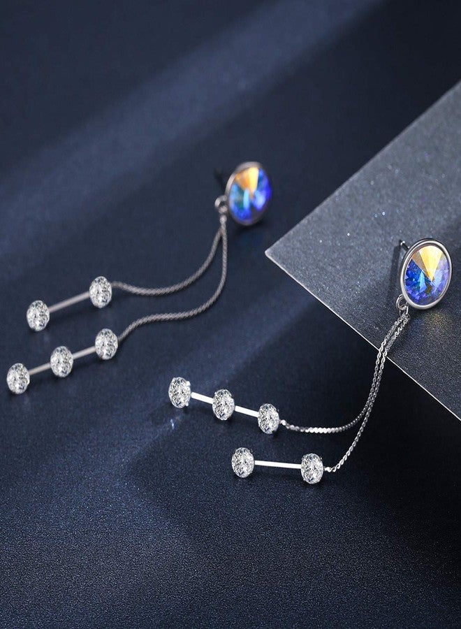 SBLING Platinum-Plated Color Change Multi-Teardrop Earrings Made with Aurora Borealis Swarovski Crystals, Cubic Zirconia - Image 3