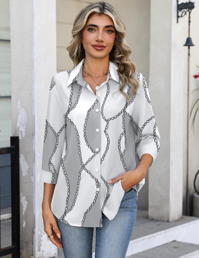 Zeagoo Cute Tops for Women 3/4 Sleeve Tshirts Shirts Business Dressy Blouses 2026 Trendy Summer Spring Clothes - Image 2