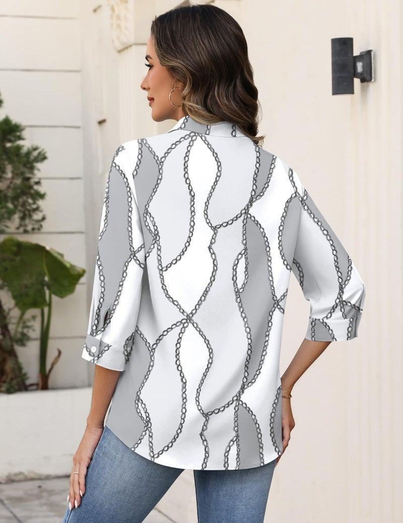 Zeagoo Cute Tops for Women 3/4 Sleeve Tshirts Shirts Business Dressy Blouses 2026 Trendy Summer Spring Clothes - Image 5