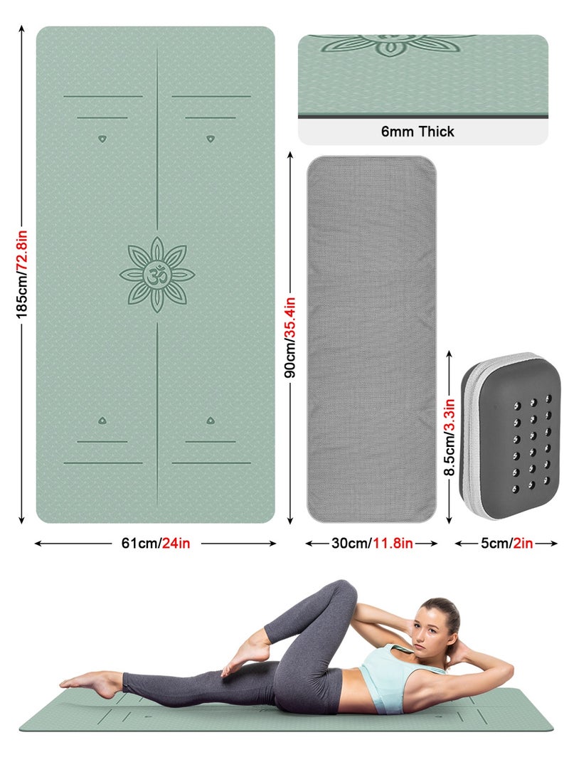 URbazaar Extra Long & Wide Yoga Mat, 72"x24" – Includes Cooling Towel for Pilates & Barefoot Workouts - Image 2